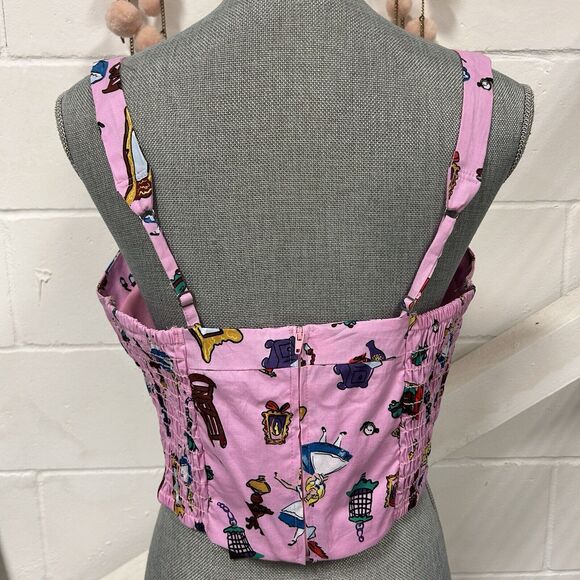 Her Universe Disney Alice In Wonderland Retro Crop Top Pink Size Large NWT - Picture 6 of 11